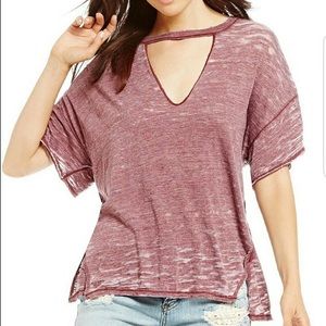 Free People Jordan V-neck Cut Out Tee